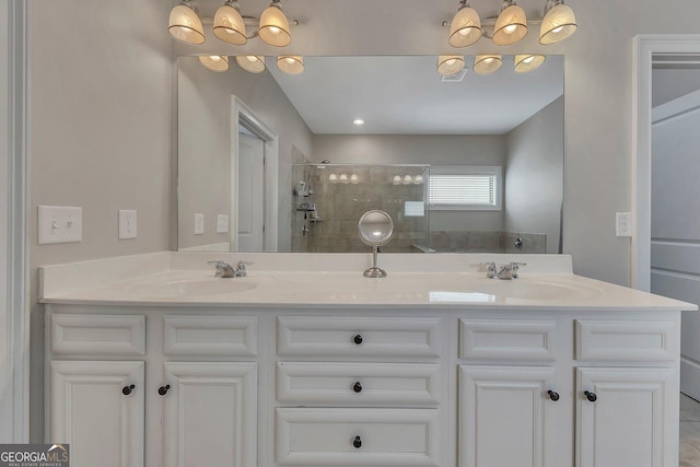 406 Fernstone Dr, Canton, GA 30114 - full bathroom with tiled shower and double vanity