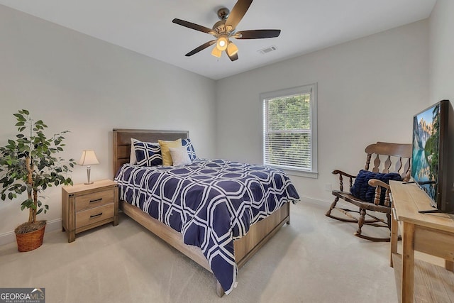 406 Fernstone Dr, Canton, GA 30114 - bedroom with light colored carpet, baseboards, and ceiling fan