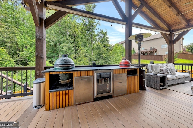 406 Fernstone Dr, Canton, GA 30114 - wooden terrace featuring wine cooler and an outdoor hangout area