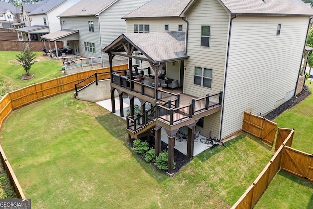 406 Fernstone Dr, Canton, GA 30114 - rear view of property with a wooden deck, a residential view, a patio, and roof with shingles