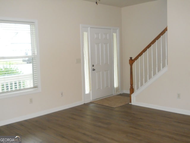4750 Crinklepoint Ct, Douglasville, GA 30134 - entrance foyer with wood finished floors and stairs