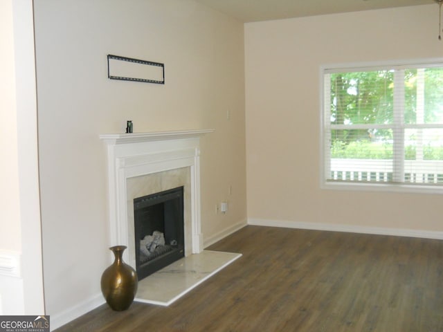 4750 Crinklepoint Ct, Douglasville, GA 30134 - unfurnished living room featuring wood finished floors and a fireplace