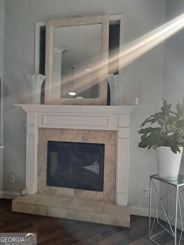 105 Deer Forest Trl, Macon, GA 31216 - detailed view of a premium fireplace, wood finished floors, and baseboards