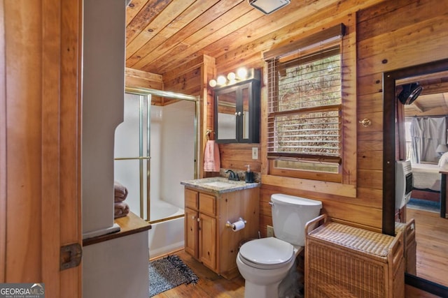 87 Owltown Dr Unit L40, Ellijay, GA 30536 - full bath with wood-type flooring, toilet, vanity, wooden walls, and wooden ceiling
