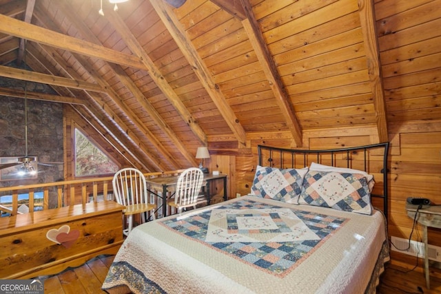 87 Owltown Dr Unit L40, Ellijay, GA 30536 - bedroom featuring wooden ceiling, hardwood / wood-style flooring, and wood walls
