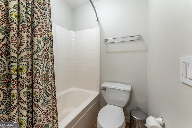 300 Brackin Trce, Grayson, GA 30017 - bathroom with shower / bathtub combination with curtain and toilet