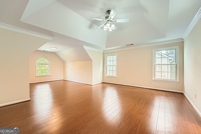 1713 Paramore Pl NE, Marietta, GA 30062 - bonus room with vaulted ceiling, ceiling fan, and wood finished floors