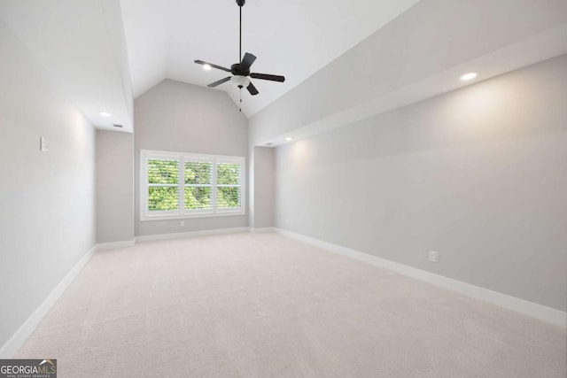 12 Bridgestone Way SE, Cartersville, GA 30120 - carpeted spare room with lofted ceiling, ceiling fan, baseboards, and recessed lighting