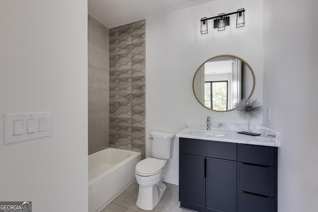 1962 8th St, Chamblee, GA 30341 - bathroom with vanity, toilet, tile patterned floors, and bathtub / shower combination