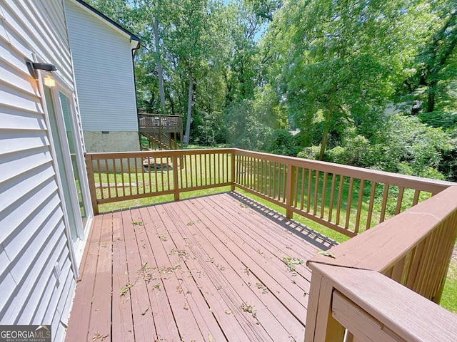 1820 Neely Ave, Atlanta, GA 30344 - wooden deck featuring stairs and view of scattered trees