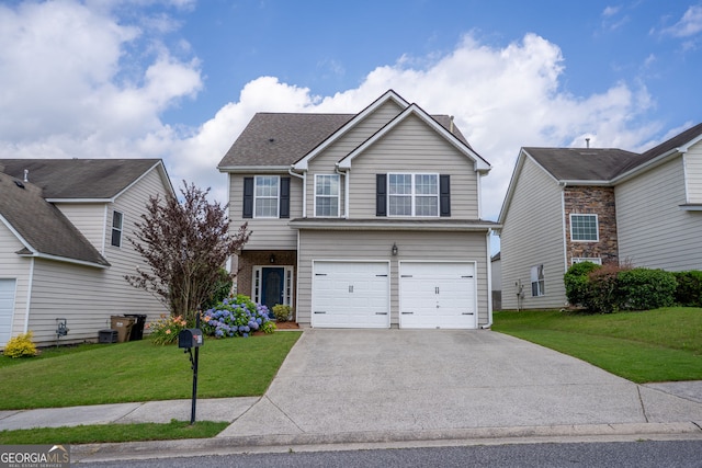 4135 Arch Pass, Cumming, GA 30040 - traditional-style house with driveway, an attached garage, a front lawn, and roof with shingles