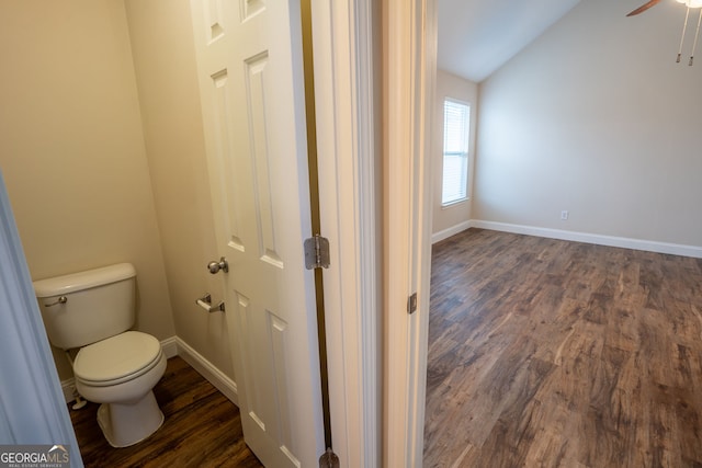 4135 Arch Pass, Cumming, GA 30040 - bathroom with wood finished floors, vaulted ceiling, and ceiling fan
