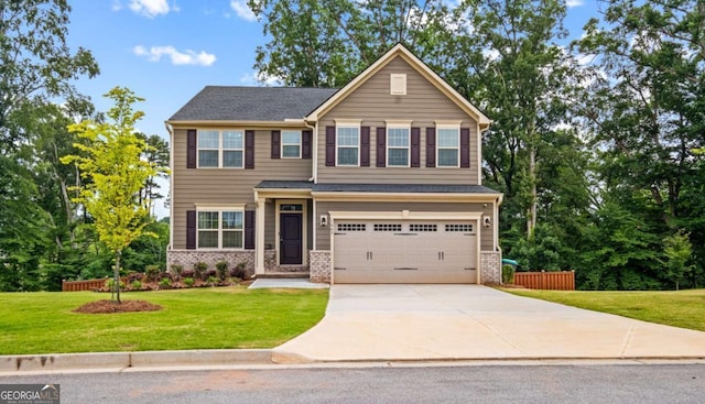 1049 Climbing Rose Way, Mcdonough, GA 30253 - craftsman house featuring a garage, driveway, and a front lawn