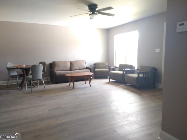 106 Ronald Pride Blvd, Fort Valley, GA 31030 - living area featuring a ceiling fan and wood finished floors