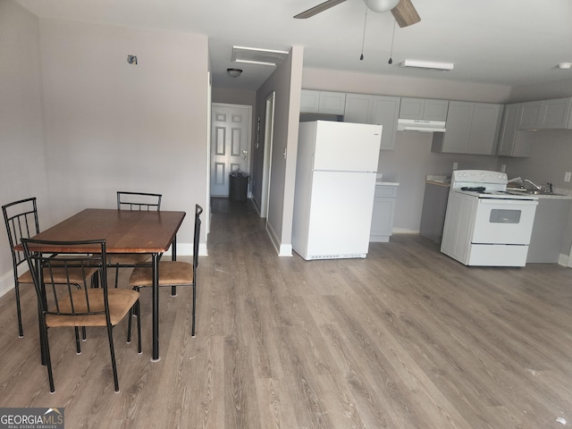 106 Ronald Pride Blvd, Fort Valley, GA 31030 - dining space with light wood-type flooring and a ceiling fan