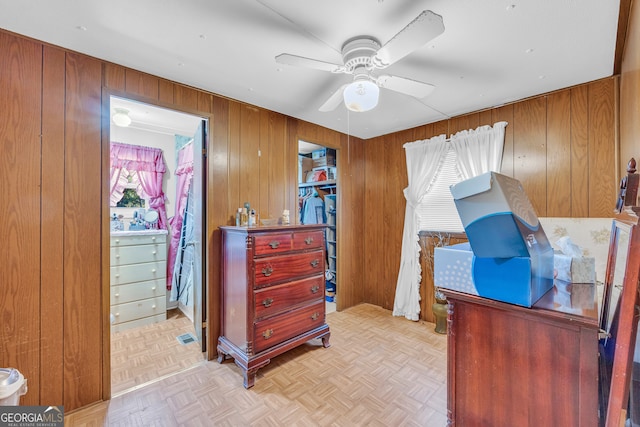 3131 Langley Rd, Loganville, GA 30052 - office space with a ceiling fan and wood walls