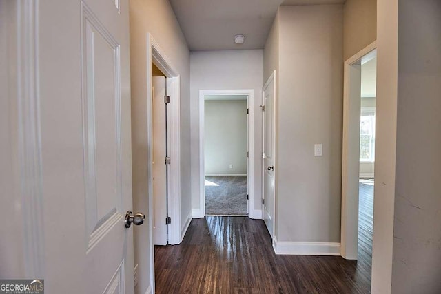 3557 Bryant Meadows Cir, Buford, GA 30519 - hall featuring baseboards and dark wood-type flooring