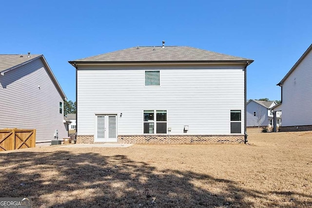 3557 Bryant Meadows Cir, Buford, GA 30519 - rear view of property with french doors, cooling unit, and brick siding