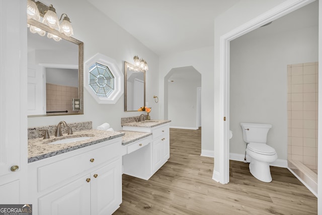 234 Edgewood Dr, Mount Airy, GA 30563 - full bath featuring wood finished floors, two vanities, toilet, and baseboards