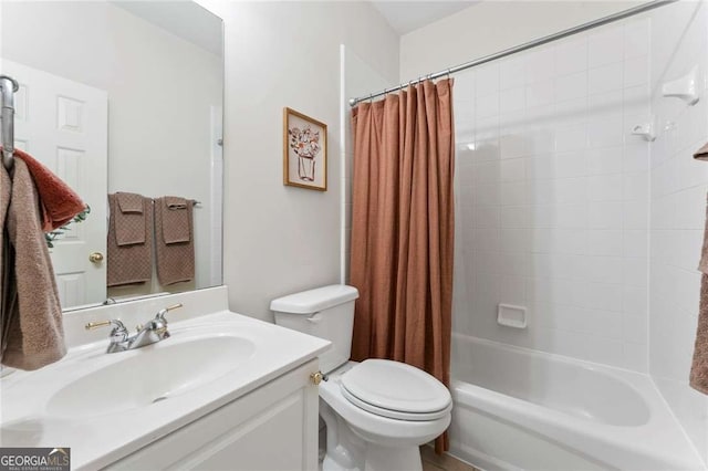 1055 Beacon Hill Xing, Alpharetta, GA 30005 - bathroom with vanity, toilet, and shower / tub combo with curtain