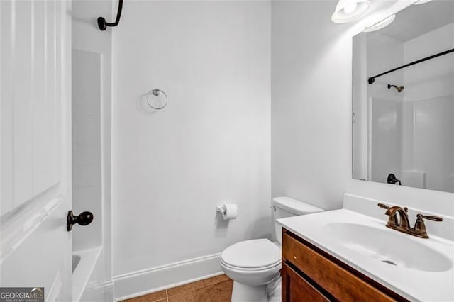 7601 Watson Cir, Locust Grove, GA 30248 - full bath featuring vanity, tile patterned flooring, and washtub / shower combination