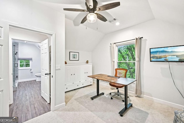 81 Cane Mill Ln, Dahlonega, GA 30533 - office space featuring vaulted ceiling and a ceiling fan