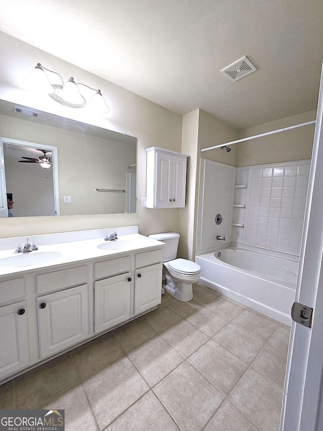2104 Meadow Peak Rd, Duluth, GA 30097 - bathroom featuring double vanity, bathing tub / shower combination, and tile patterned flooring