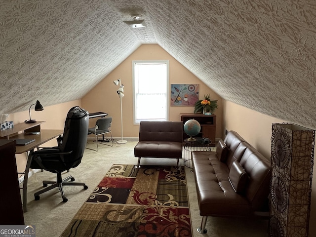 740 Pebble Blvd, Covington, GA 30016 - carpeted office featuring a textured ceiling and vaulted ceiling