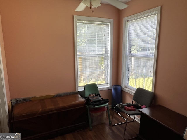 740 Pebble Blvd, Covington, GA 30016 - sitting room featuring dark wood-type flooring and a ceiling fan