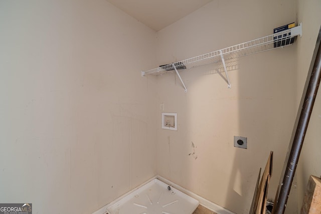 1022 Nestling Dr, Lawrenceville, GA 30045 - washroom with hookup for an electric dryer, hookup for a washing machine, and baseboards