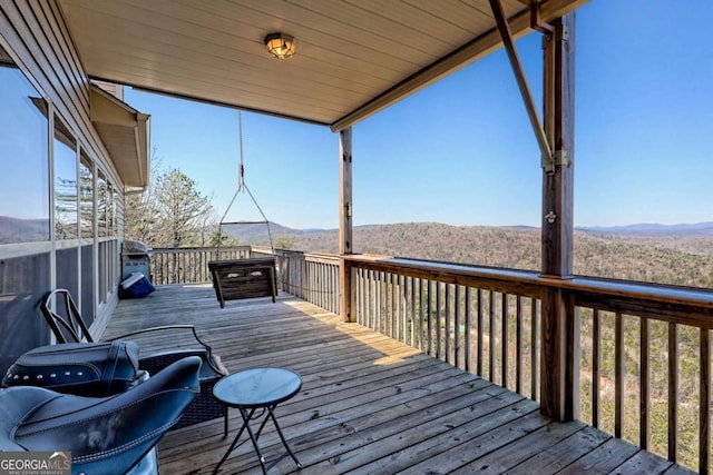 296 Tallulah Vw, Tallulah Falls, GA 30573 - wooden deck featuring a mountain view