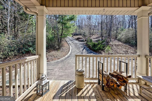 296 Tallulah Vw, Tallulah Falls, GA 30573 - wooden terrace featuring view of scattered trees