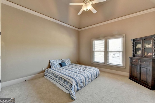 2279 Weeping Oak Dr, Braselton, GA 30517 - carpeted bedroom featuring crown molding, baseboards, and a ceiling fan