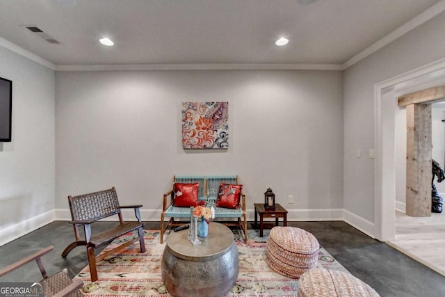 2279 Weeping Oak Dr, Braselton, GA 30517 - living area with crown molding, recessed lighting, and baseboards