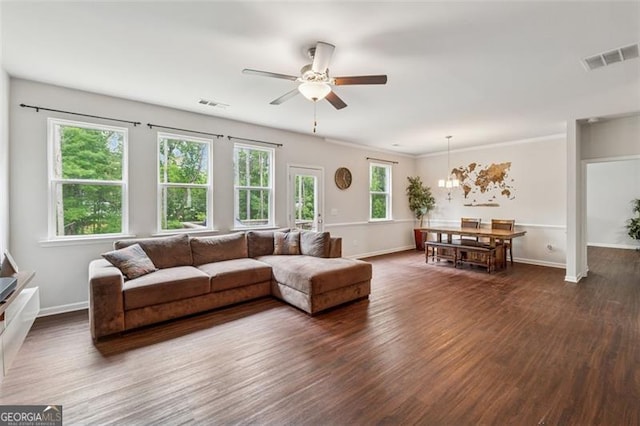 520 Edgemore Rd, Canton, GA 30114 - living area with dark wood-style flooring and a ceiling fan