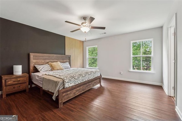 520 Edgemore Rd, Canton, GA 30114 - bedroom featuring dark wood-type flooring, baseboards, and ceiling fan