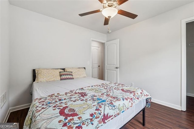 520 Edgemore Rd, Canton, GA 30114 - bedroom featuring baseboards, wood finished floors, and a ceiling fan
