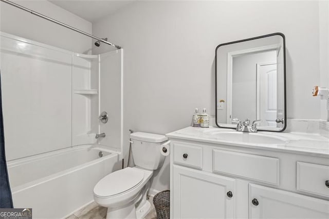 520 Edgemore Rd, Canton, GA 30114 - bathroom featuring vanity, washtub / shower combination, and toilet