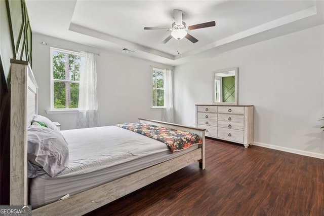 520 Edgemore Rd, Canton, GA 30114 - bedroom featuring a raised ceiling, wood finished floors, multiple windows, and baseboards