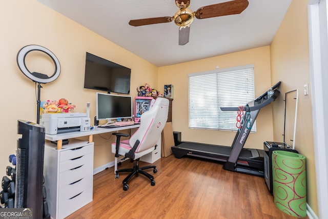141 Stoneridge Dr, Warner Robins, GA 31088 - office area with wood finished floors and ceiling fan