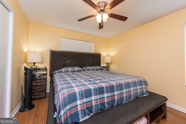 141 Stoneridge Dr, Warner Robins, GA 31088 - bedroom with wood finished floors, baseboards, and ceiling fan