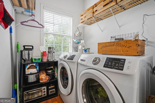 167 Maggies Pt, Dallas, GA 30132 - washroom with washer and clothes dryer and wood finished floors