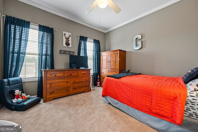 167 Maggies Pt, Dallas, GA 30132 - bedroom with carpet, ornamental molding, and ceiling fan