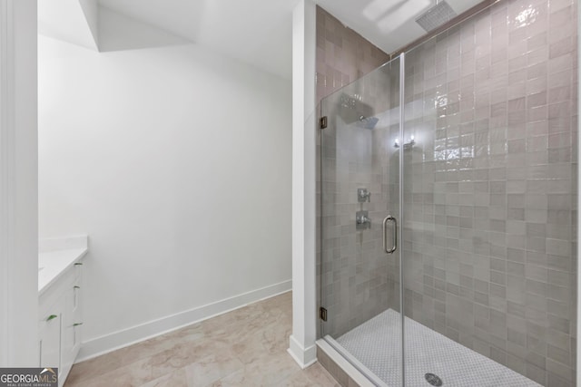 4235 Drew Campground Rd, Alpharetta, GA 30004 - bathroom with vanity and a shower stall