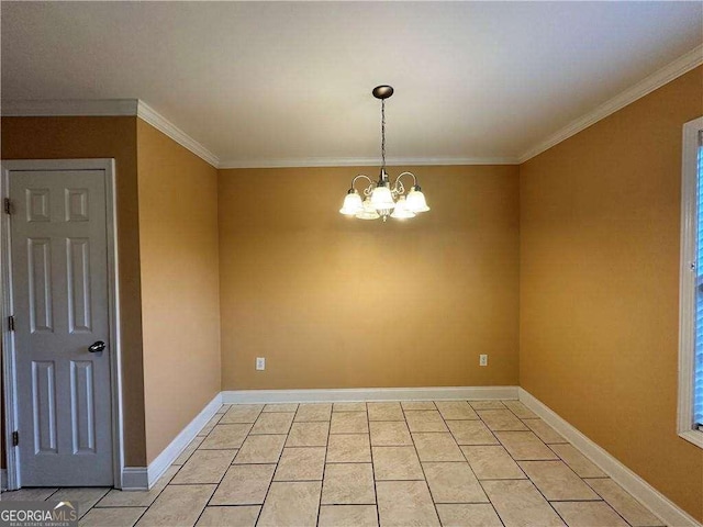 105 Whitehead Rd Unit 10, Athens, GA 30606 - unfurnished room featuring ornamental molding, a chandelier, and baseboards