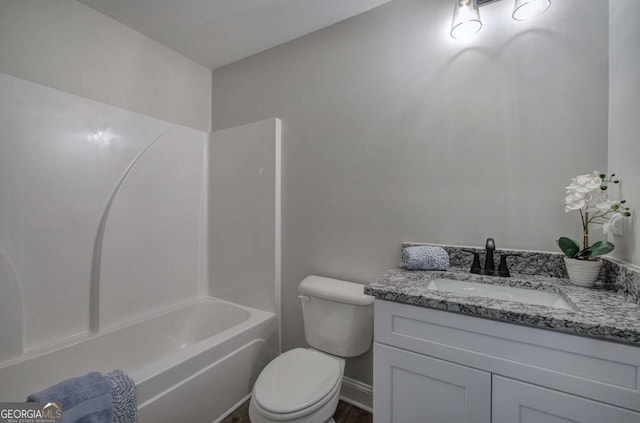 315 Arbor Cir, Rockmart, GA 30153 - bathroom featuring vanity, toilet, tub / shower combination, and baseboards
