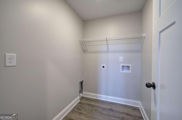 315 Arbor Cir, Rockmart, GA 30153 - washroom featuring electric dryer hookup, dark wood-style flooring, baseboards, and washer hookup