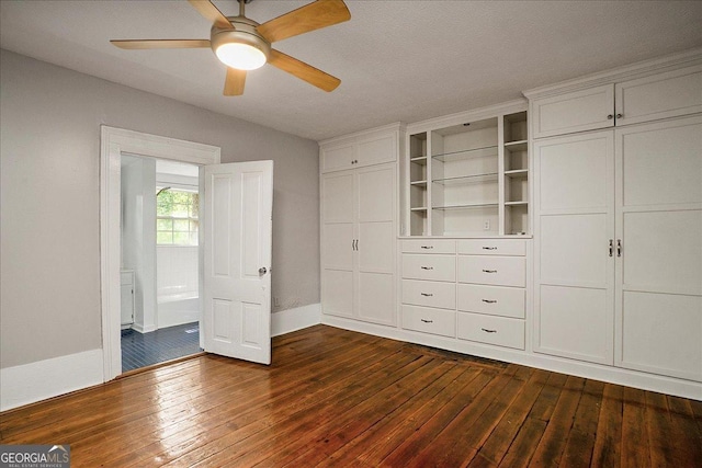 546 Pulaski St, Athens, GA 30601 - unfurnished bedroom with dark wood finished floors, baseboards, a ceiling fan, lofted ceiling, and a closet