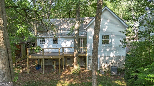 546 Pulaski St, Athens, GA 30601 - rear view of house with a wooden deck and central AC