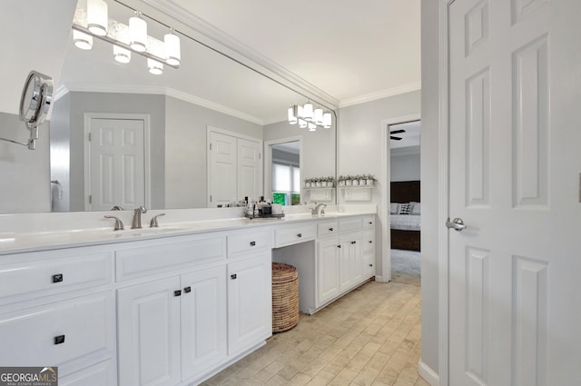 505 Lighthouse Ln, Peachtree City, GA 30269 - ensuite bathroom featuring double vanity and ornamental molding